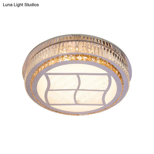 Contemporary Stainless-Steel Led Flush Mount Light Fixture With Crystal Blocks 19.5/31.5 Width