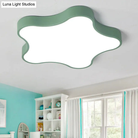 Contemporary Star Flush Mount Light Fixture - 1-Light Metal Ceiling Green / 16.5 White