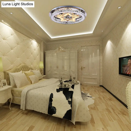 Contemporary Star Semi Flush Pendant Light With Clear Crystal Shade - Led Ceiling Lighting In