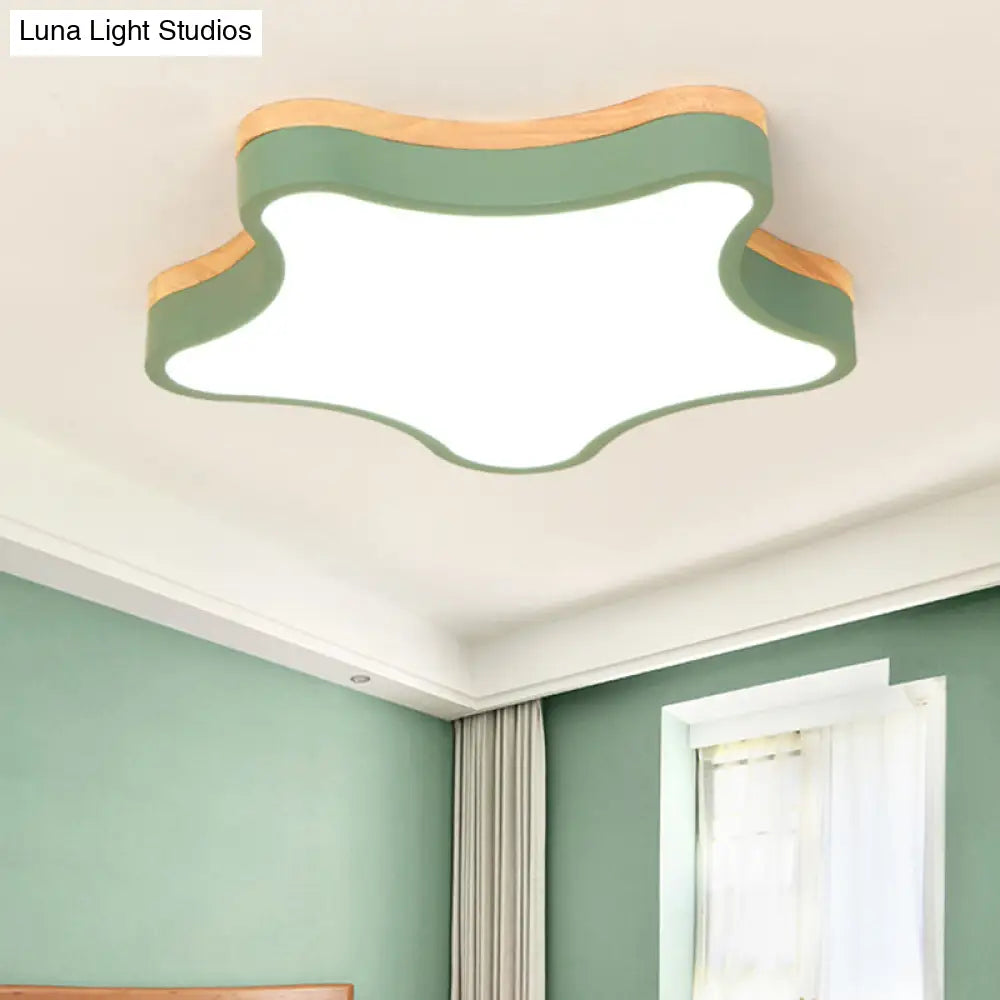 Contemporary Star-Shaped Flush Mount Acrylic Ceiling Light Fixture Green / 16.5 White