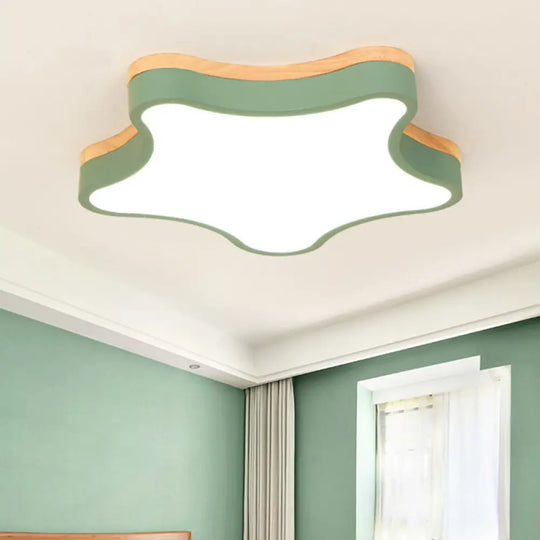 Contemporary Star - Shaped Flush Mount Acrylic Ceiling Light Fixture Green / 16.5’ White