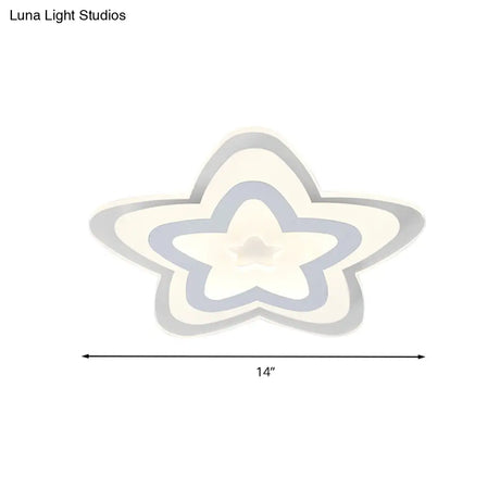Contemporary Star Slim Led Ceiling Mount Light In White - Perfect For Game Room!