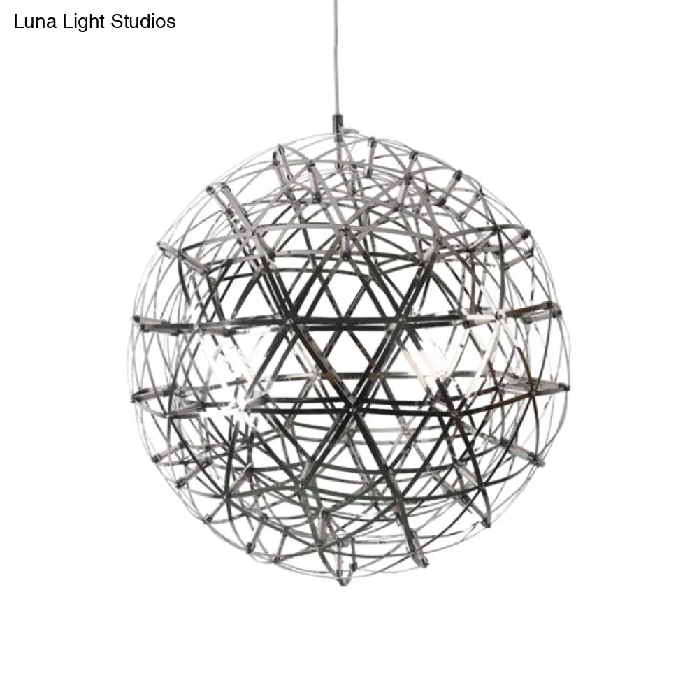 Contemporary Steel Firework Chandelier With Led Chrome Ceiling Lamp - Orbit Shade 8/12 Dia