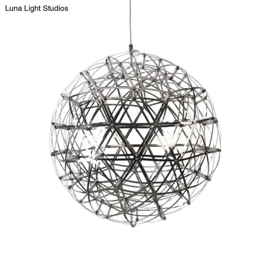 Contemporary Steel Firework Chandelier With Led Chrome Ceiling Lamp - Orbit Shade 8/12 Dia