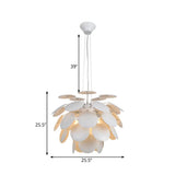 Contemporary Pinecone Ceiling Light With Metallic Finish And 1 White Pendant Lamp (21.5/25.5 W)