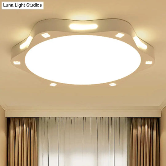 Contemporary Sun - Inspired Led Ceiling Lamp For Child Bedroom In Bright White Acrylic