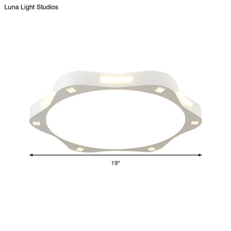 Contemporary Sun - Inspired Led Ceiling Lamp For Child Bedroom In Bright White Acrylic