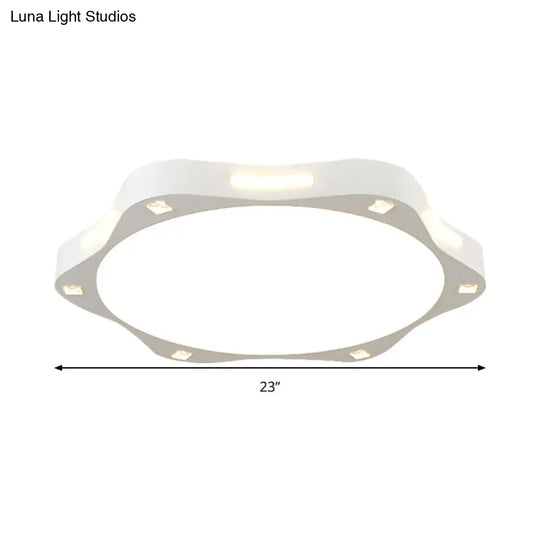 Contemporary Sun-Inspired Led Ceiling Lamp For Child Bedroom In Bright White Acrylic