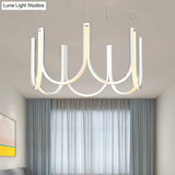 Contemporary U-Shaped Led Chandelier Light: Black/White/Gold Acrylic Ceiling Pendant (White/Warm