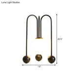 Contemporary U-Shaped Metal Table Lamp With Opal Glass Shade - Black/Gold Warm/White Light 1 Bulb