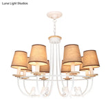 Contemporary White Barrel Ceiling Light - 6/8 Lights Fabric Pendant Chandelier