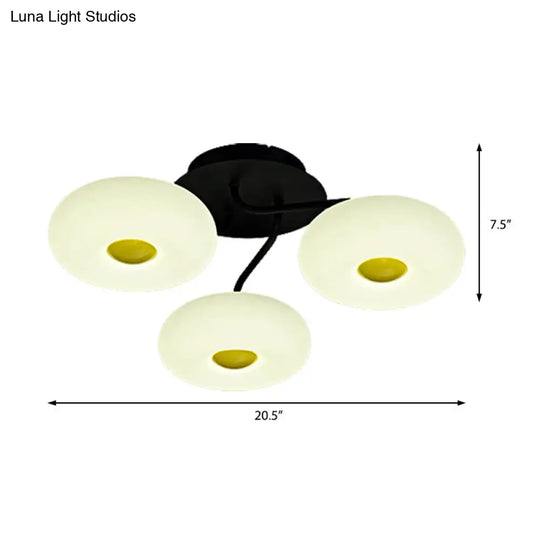 Contemporary White Circular Semi Flush Ceiling Light With 1/3/5 Heads - Acrylic Lamp For Living Room