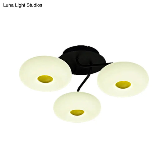 Contemporary White Circular Semi Flush Ceiling Light With 1/3/5 Heads - Acrylic Lamp For Living Room