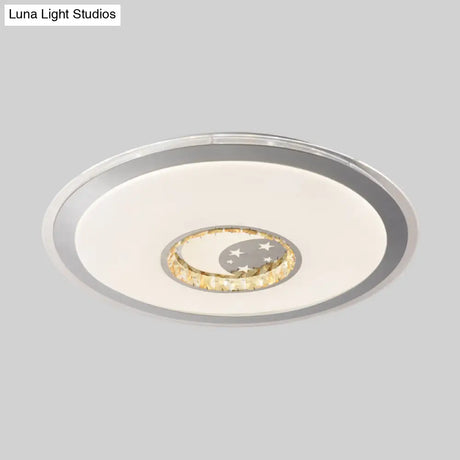 Contemporary White Crystal Led Ceiling Light For Sleeping Room With Stunning Heart/Moon/Star Designs