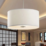 Contemporary White Fabric Led Cylinder Pendant Lamp - 16’/19.5’/23.5’ Dia / 23.5’