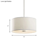 Contemporary White Fabric Led Cylinder Pendant Lamp - 16’/19.5’/23.5’ Dia