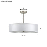 Contemporary White Fabric Led Cylinder Pendant Lamp - 16’/19.5’/23.5’ Dia