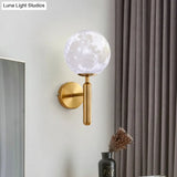 Contemporary White Glass Wall Sconce Light With Gold Metal Pencil Arm