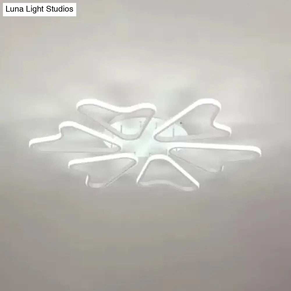 Contemporary White Led Flush Mount Ceiling Light With Acrylic Horn Design For Living Room