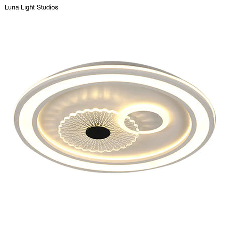 Contemporary White Led Flushmount For Bedroom With Acrylic Shade