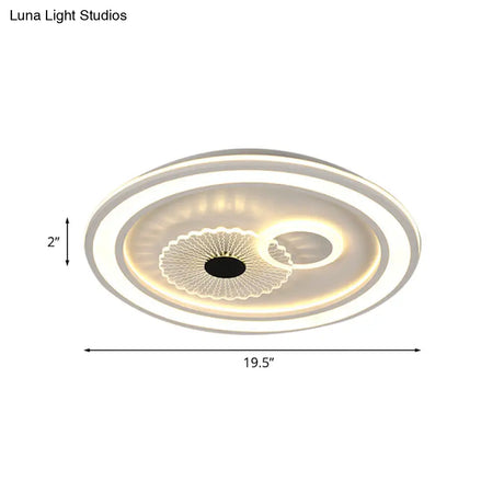 Contemporary White Led Flushmount For Bedroom With Acrylic Shade
