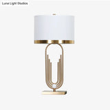 Contemporary White Nightstand Lamp With Fabric Cylinder Shade - Perfect For Bedroom Tables