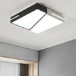 Contemporary White Quadrate Flush Mount Ceiling Light - Led Metal Lighting Fixture / Square