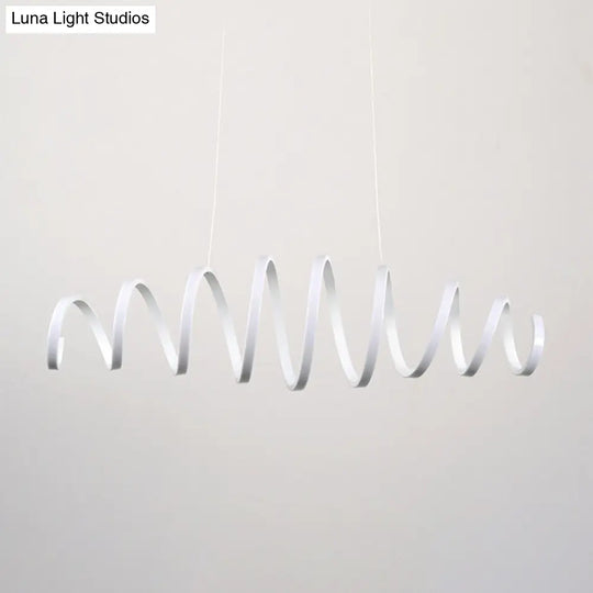 Contemporary Led Spiral Chandelier Pendant Light In White - Ideal For Dining Room