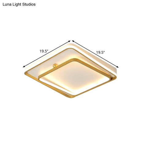 Contemporary White Square Frame Ceiling Led Flush Mount Lamp 19.5’ Wide - Warm/White Light