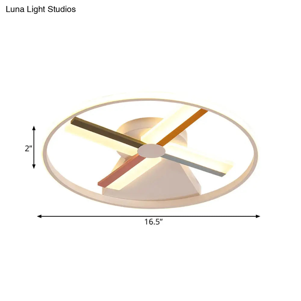 Contemporary White Windmill Led Ceiling Mount For Warm/White Bedroom Light