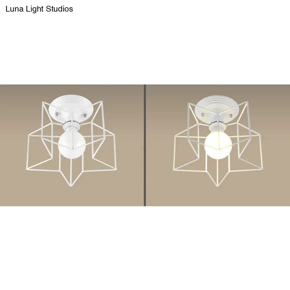 Contemporary White Wire Frame Ceiling Mount Light - Perfect For Living Rooms