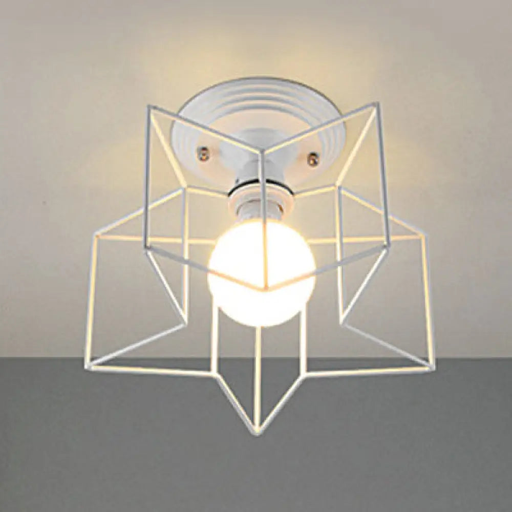 Contemporary White Wire Frame Ceiling Mount Light - Perfect For Living Rooms / B