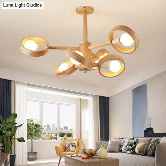 Contemporary Wood Chandelier For Living Room Ceiling Lighting 6 /