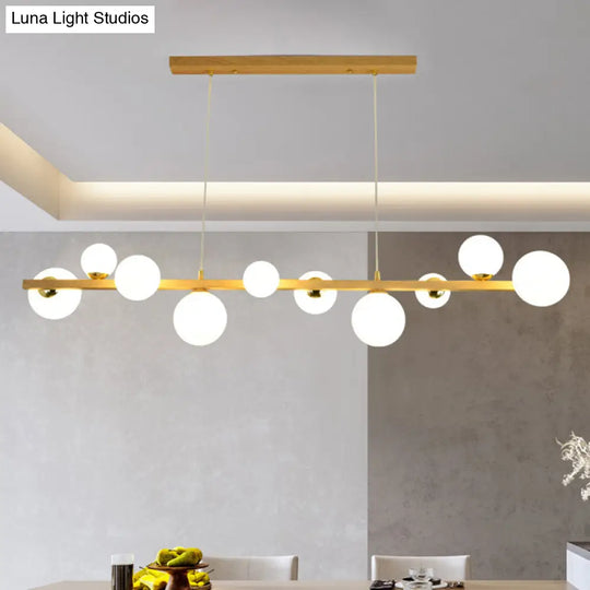 Contemporary Wood Pendant With Glass Globe Shade For Dining Room 10 /