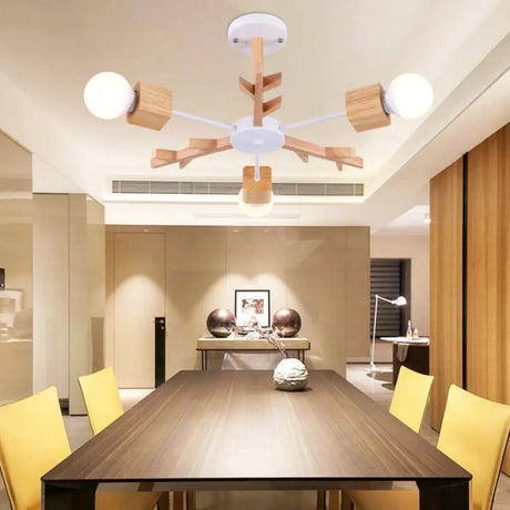 Contemporary Wooden Branch Chandelier Pendant For Living Room 3 / Wood