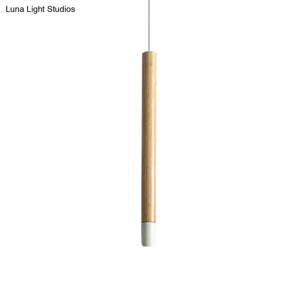 Contemporary Wooden Flute Pendant Lighting In Black/White: 1-Light Ceiling Fixture