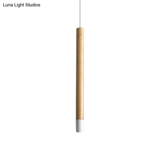 Contemporary Wooden Flute Pendant Lighting In Black/White: 1-Light Ceiling Fixture