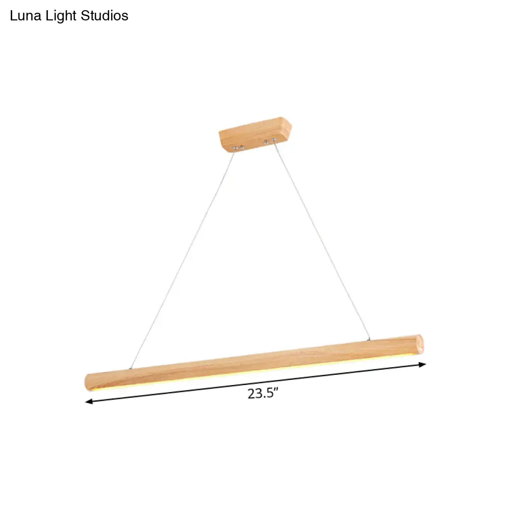 Contemporary Wooden Led Pendant Light - 1-Light Dining Room Fixture In Warm/White