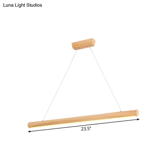 Contemporary Wooden Led Pendant Light - 1-Light Dining Room Fixture In Warm/White