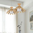 Contemporary Wooden Pendant Ceiling Light With Cream Glass Shade - Single-Bulb Dining Room Hanging