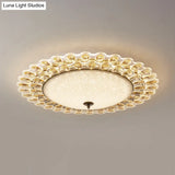 Contemporary Yellow Crystal Flushmount Led Ceiling Light For Drawing Room - 16’/23.5’ Wide