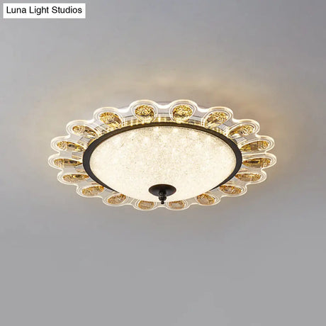 Contemporary Yellow Crystal Flushmount Led Ceiling Light For Drawing Room - 16’/23.5’ Wide