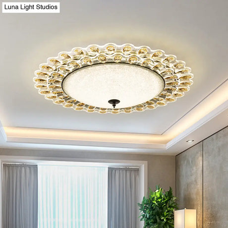 Contemporary Yellow Crystal Flushmount Led Ceiling Light For Drawing Room - 16’/23.5’ Wide