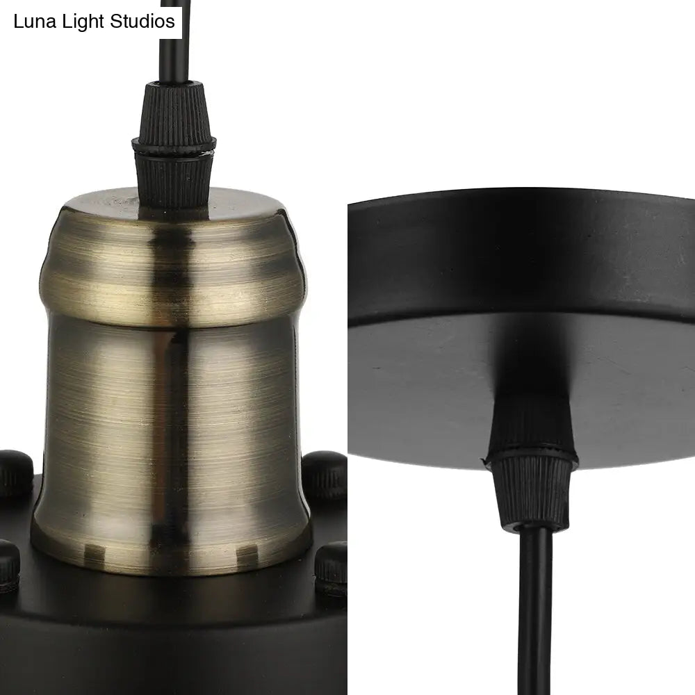 Iron Cylindrical Ceiling Fixture Retro Industrial Hanging Lamp With Wire Cage Shade