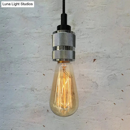 Copper/Black Industrial Pendant Light With Adjustable Cord And Exposed Bulb - Perfect For