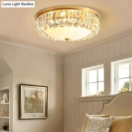 Copper Led Crystal Ceiling Lamp For Bedroom Living Room