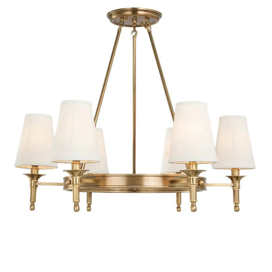Lustre rond en cuivre à 6 - 8 lumières pour chambre à coucher, cuisine, salle à manger, salon
