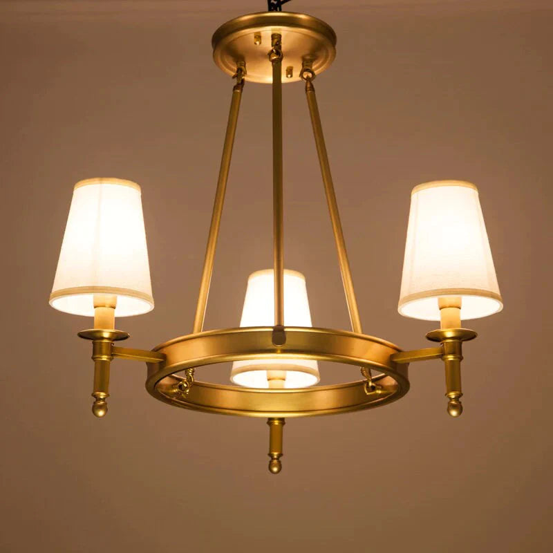 Lustre rond en cuivre à 6 - 8 lumières pour chambre à coucher, cuisine, salle à manger, salon