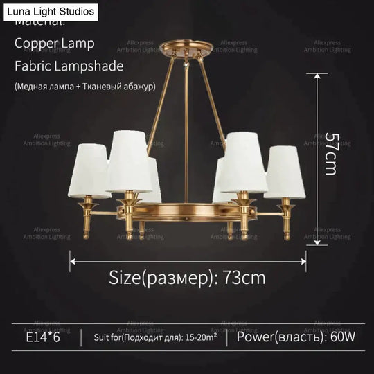 Copper Round 6 - 8 Light Chandelier For Bedroom Kitchen Dining Room Living Lights / Cold White 6000K