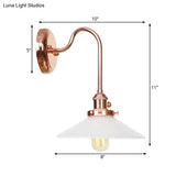 Copper Saucer Sconce Light Fixture Vintage White/Clear Glass Indoor Wall Lamp